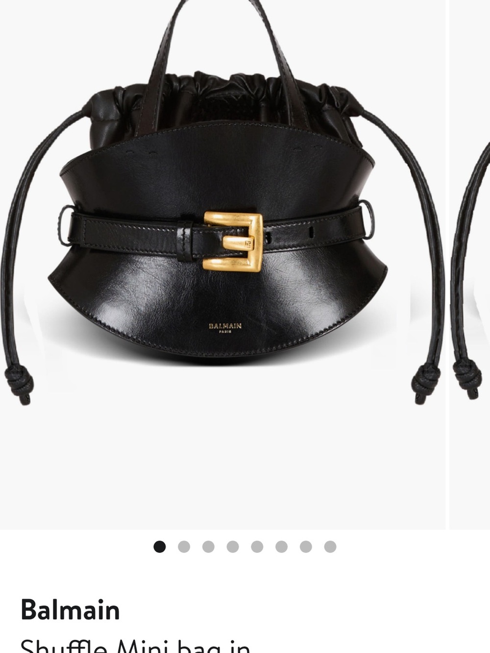 Balmain Black Leather Mini Shuffle Bag with Gold Buckle